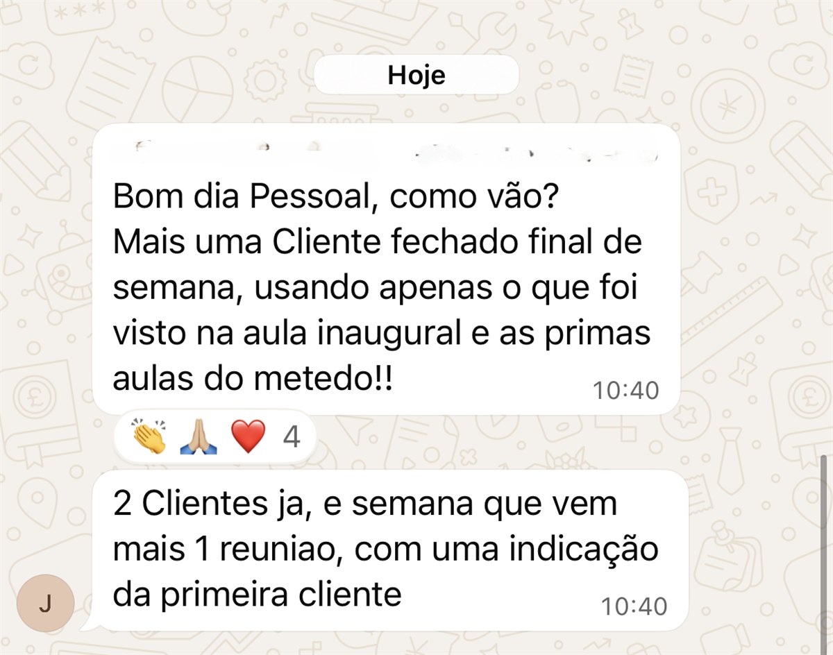 Jacson: 2 clientes fechados com as primeiras aulas do método