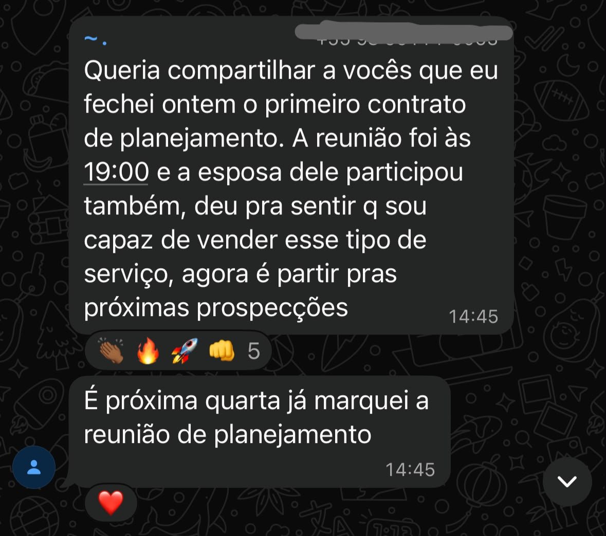 Aluno fechou o primeiro contrato de planejamento