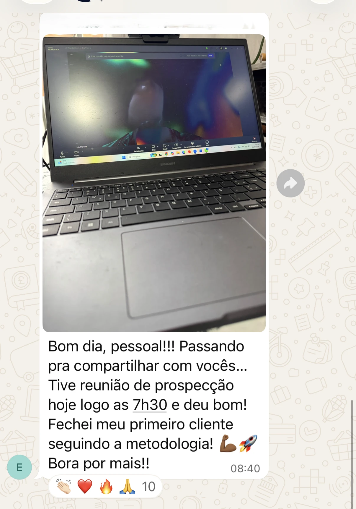 Reunião de prospecção e primeiro cliente fechado seguindo a metodologia