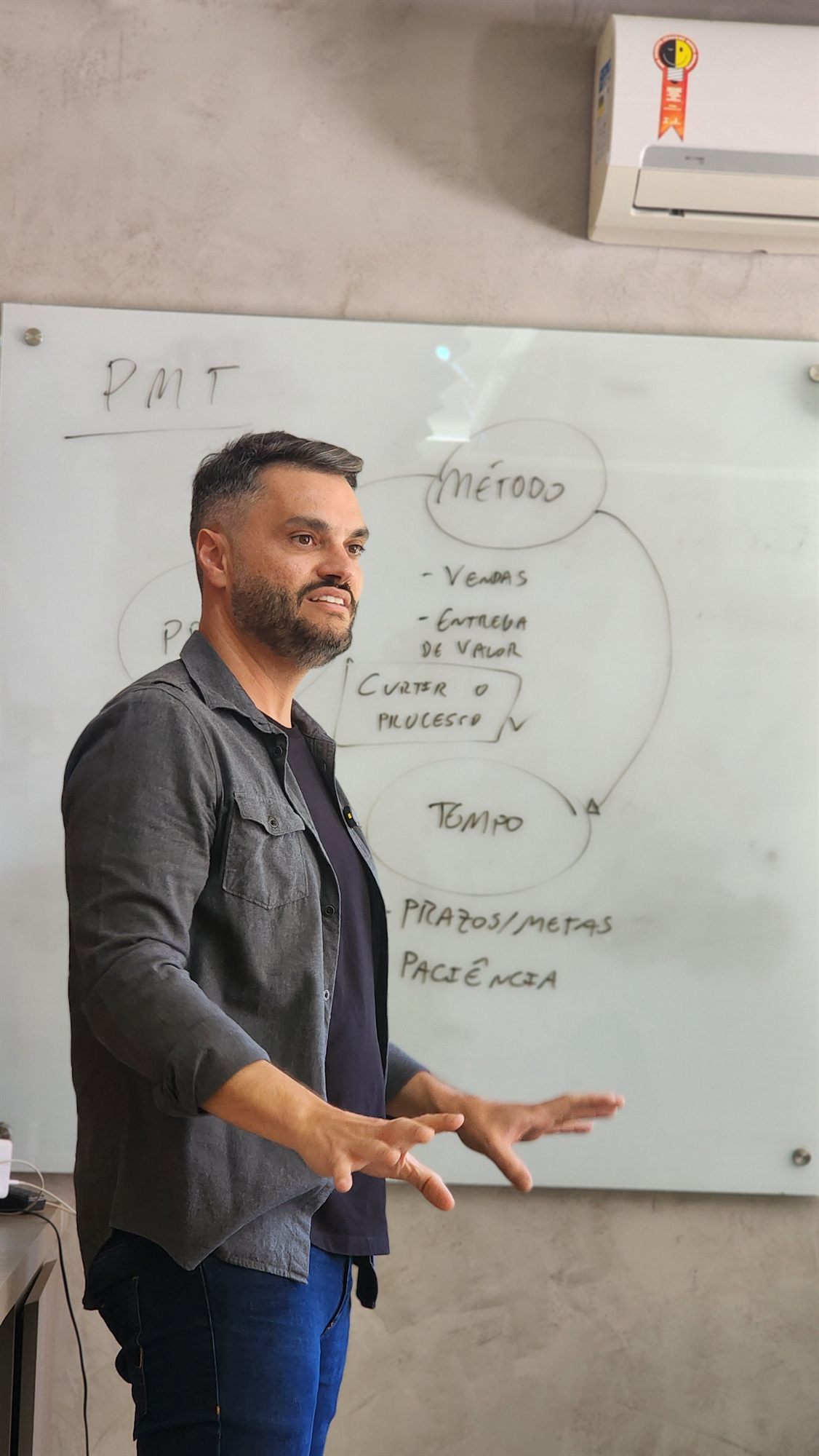 Leo Gomes ensinando o método diante de uma turma